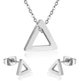 ASON Triangle Pendants 316L Stainless Steel Bridal Wedding Jewelry Set for Women Necklace Pendant Small Stud Earring