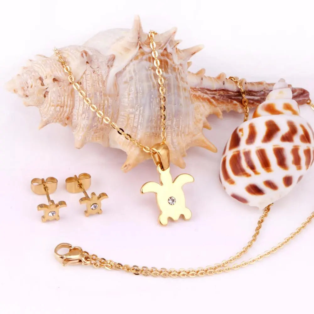 Stainless Steel Dubai African Jewelry Set for Women Girls Gold Color Necklace Earrings Set Indian Jewellery Sets asonjewelry