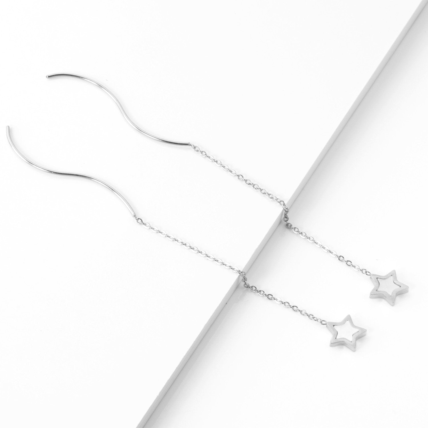ASON Korean Style Star Shell Drop Earrings Dangle Chain Earring Stainless Steel Jewelry for Women Femme Party Gift asonjewelry