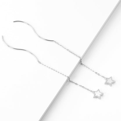 ASON Korean Style Star Shell Drop Earrings Dangle Chain Earring Stainless Steel Jewelry for Women Femme Party Gift asonjewelry