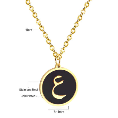 ASON White/Black Shell Gold Color Initial Letter Fashion Pendant Necklace Stainless Steel Alphabet Chain for Gift Chokers asonjewelry