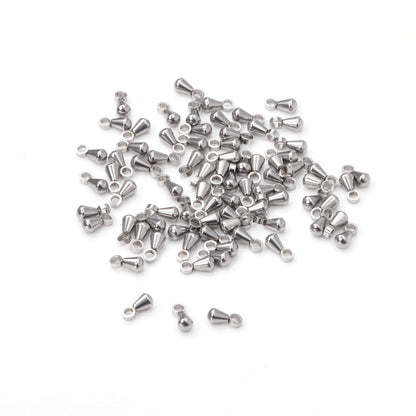 ASON 100pc/Lot 316L Stainless Steel Waterdrop End Beads For DIY Extender Chain Pendant Jewelry Making Findings Accessories asonjewelry