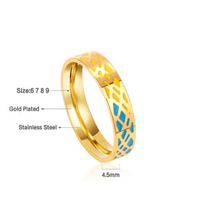 New Design Stainless Steel Mix Color 4.5mm Width Engagement Wedding Ring For Men Gold Plated Ring Jewelry Part