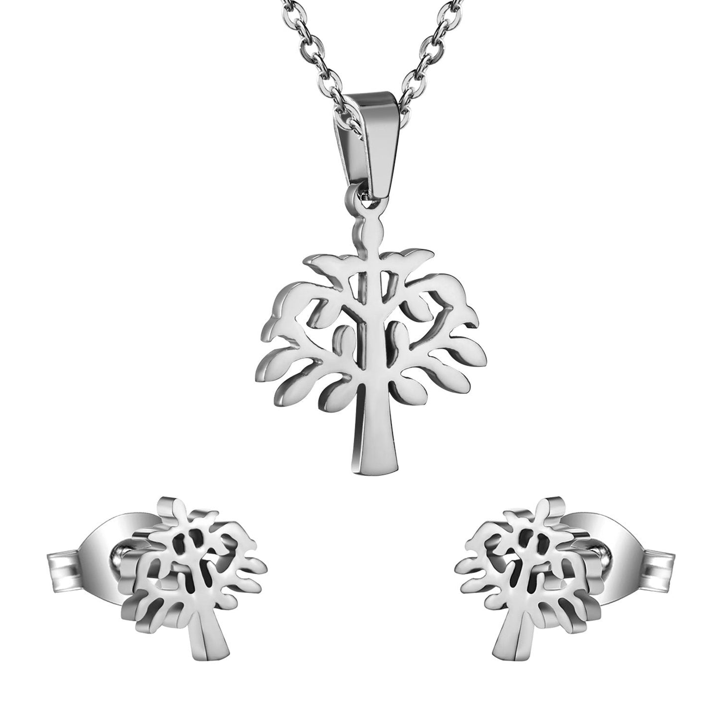 ASON Top 316L Stainless Steel Gold Color Jewelry Sets for Women 2019 Plant Pendant Necklace Small Stud Earrings for Femme asonjewelry