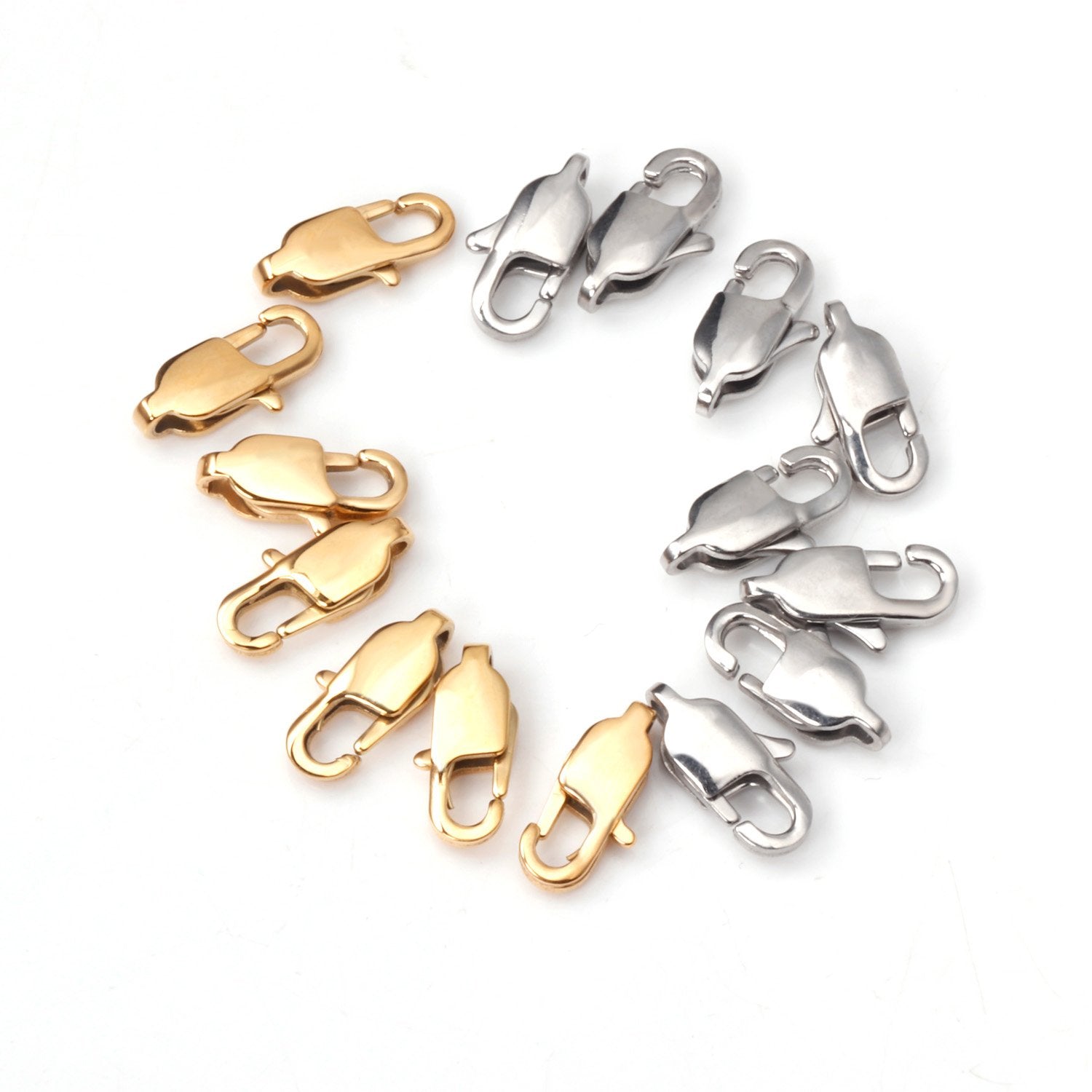 ASON 50/pcs Gold/Silver Color Stainless Steel Lobster Clasp for Necklace Bracelet Findings Connector DIY Jewelry Making Supplies asonjewelry