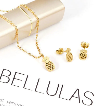 Pineapple Cute Stainless Steel African Jewellery Sets Bridal Dubai Gold Color Wedding Jewelry Sets For Women Girls asonjewelry