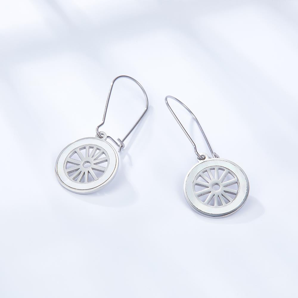 ASON Wheel Shape Drop Earrings With White Shell Gold Color Stainless Steel Piercing Earrings For Women Trendy Office Party asonjewelry