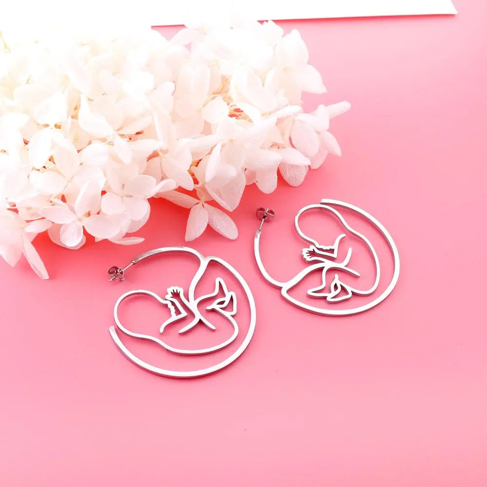 Celebrate Mother's Day Big Hoop Earrings Baby Hoop Design Women's Circle Earrings Special Mother Loves 2022 New asonjewelry
