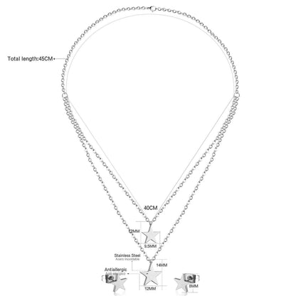 ASON 316L Stainless Steel Star Pendant Gold Color Bridal Wedding Jewelry Set for Women Necklace Pendant Small Stud Earring asonjewelry