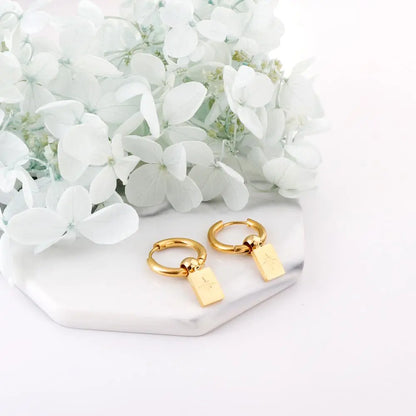 Round Beaded Hoop Earrings Women Accessories Stainless Steel New Square Star Pendants Earring Fashion Jewelr asonjewelry