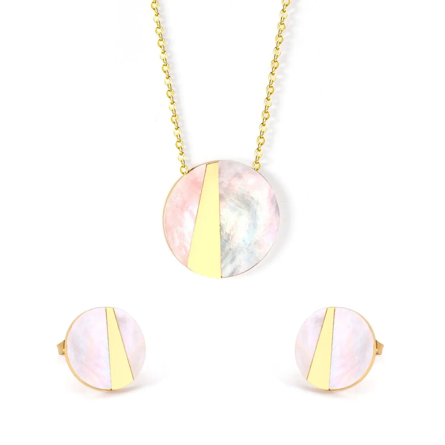 Trendy Elegant Shell Shape Stainless Steel Necklaces Earrings Sets For Ladies Luxury Jewellry Sets pendientes mujer asonjewelry