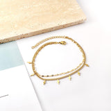 ASON Vintage Lightning Shape Accessories Multi-layer Link Chains Anklet Gold Color Stainless Steel For Women Jewelry Boho