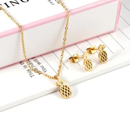 Pineapple Cute Stainless Steel African Jewellery Sets Bridal Dubai Gold Color Wedding Jewelry Sets For Women Girls asonjewelry