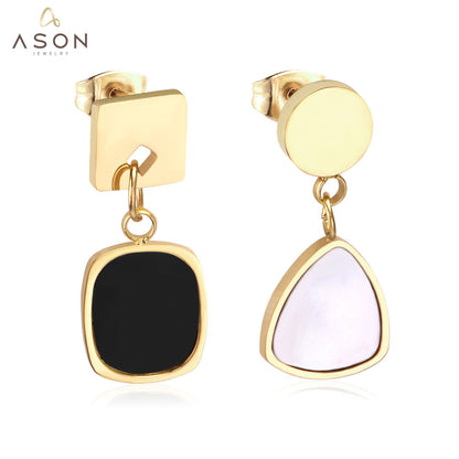 ASON Jewelry Statement Drop Earrings Dangle Wedding Shell Long Earrings for Women Stainless Steel Female Earring set asonjewelry