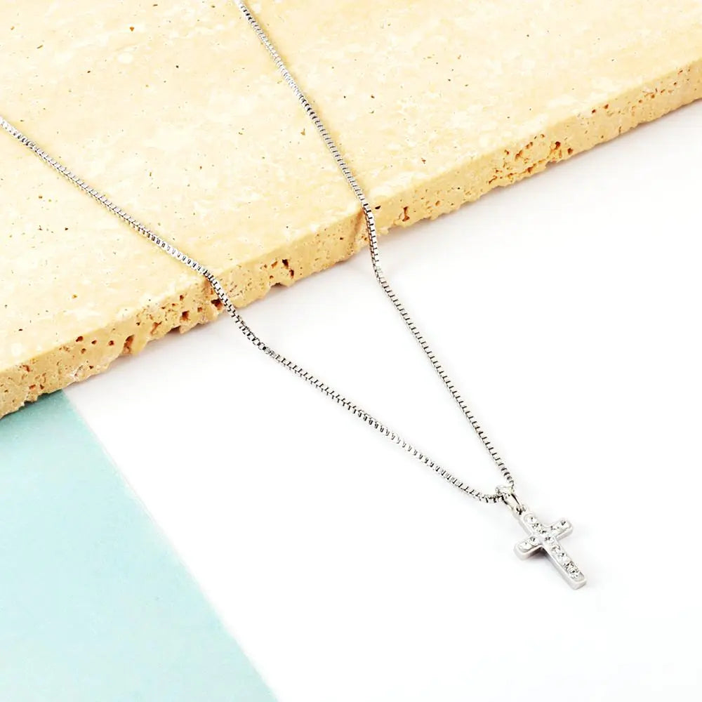 Stainless Steel CZ Cross Pendant Necklace For Women Men Crystal Rhinestone Jesus Box Chain Gothic Jewelry Gifts asonjewelry