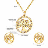 Korean Wedding Dubai Stainless Steel Jewelry Sets Tree Necklace Earrings For Women African Fashion Jewelry Sets