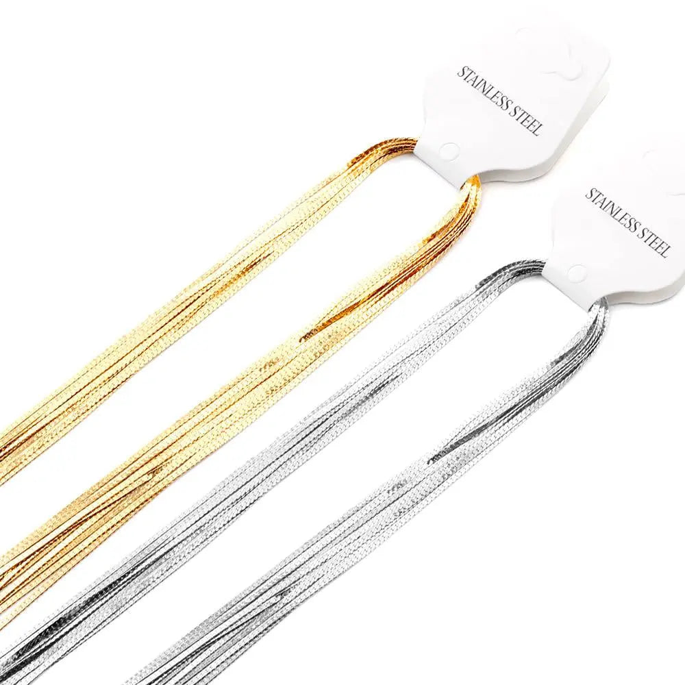 Lot Steel Gold Color Stainless Steel Inoxidable 1.7mm Cuba Link Flat Chains Necklaces For Jewelry Making Support asonjewelry