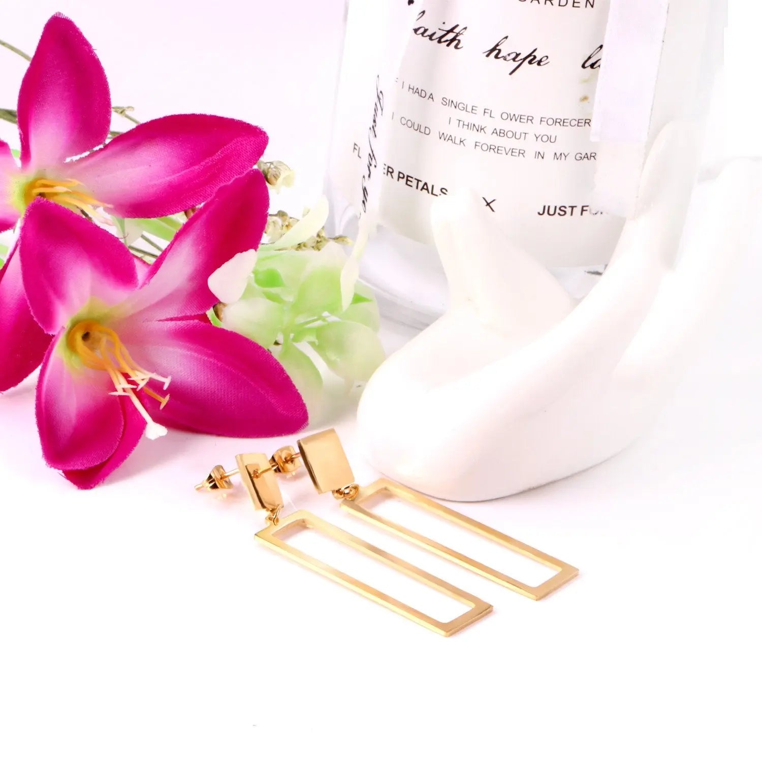 Korean Statement Square 316L Stainless Steel Drop Jewelry Earrings Set For Women Party Gift Gold/Steel Earrings asonjewelry