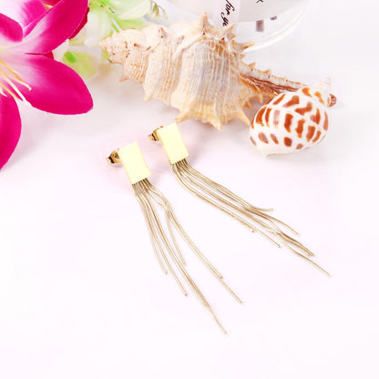 ASON Statement Korean Style Piercing Drop Earrings Tassel Dangle Earring Stainless Steel Jewelry for Women Gold Color Gift asonjewelry