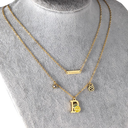 ASON Gold Color Cute Pineapple Pendant Necklace Stainless Steel Choker with Cubic Zirconia for Women Fashion Jewelry asonjewelry