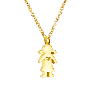 Girl Pendant Gothic Stainless Steel Necklaces For Women Trendy Jewelry Gold Plated Chain Necklace collier Friends