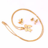 Stainless Steel Dubai Wedding Jewelry Sets KISS Crystal Cute Boy Girl Necklace Earrings Jewellery Sets Gold Color