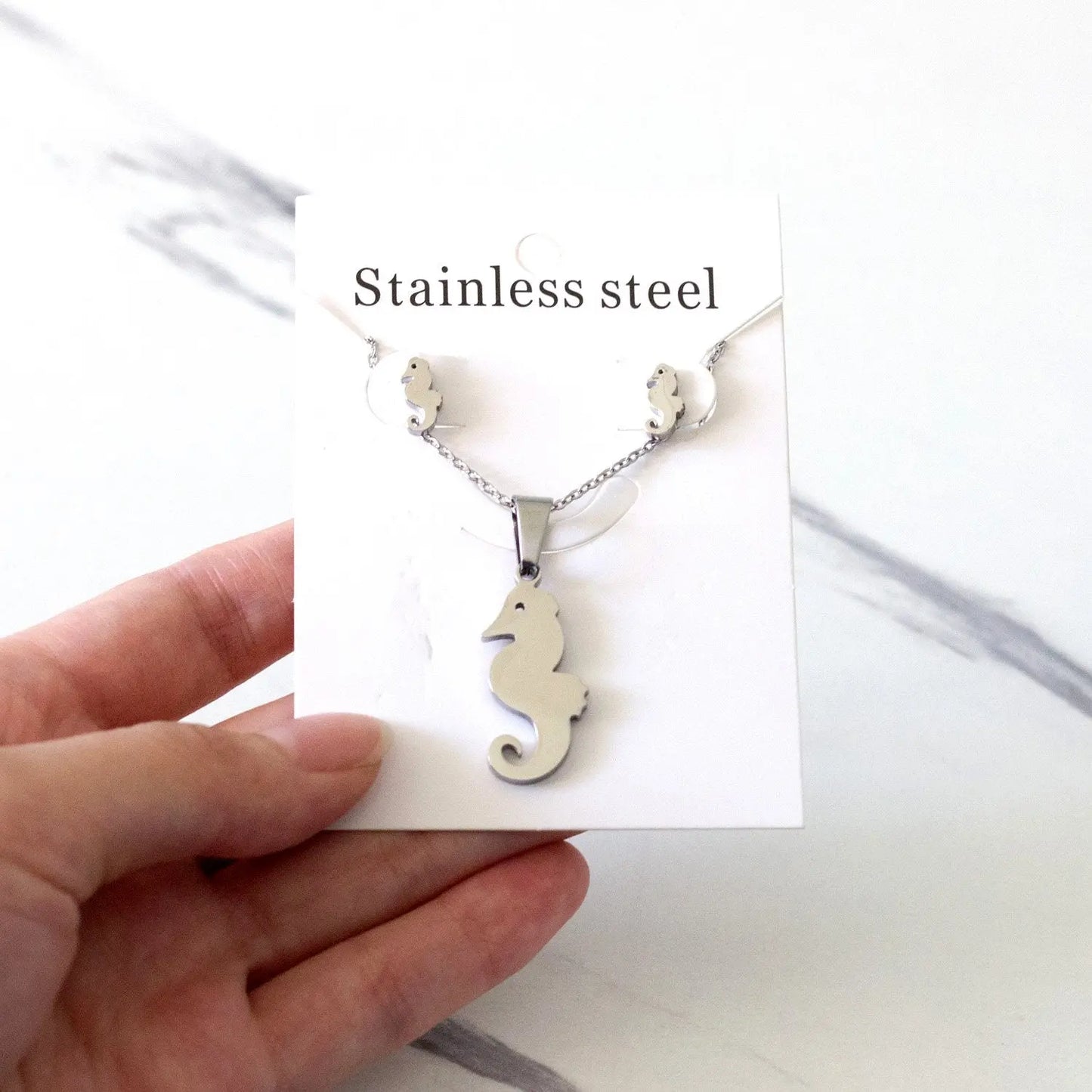 Hippocampus Animal Office Korean Necklaces Earrings Jewelry Sets For Woman Indian Jewellry Set collares para mujer asonjewelry