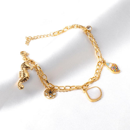 ASON Gold Color Shell Ocean Series Charm Bracelet 316L Stainless Steel 18+3cm Bangle for Women Fashion Jewelry Party Gift asonjewelry