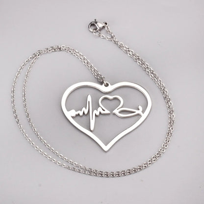 Newest Shape Stainless Steel Heart Pendant Necklace For Men/Women Choker Link Chain Necklace Naszyjnik Jewelry Gift asonjewelry