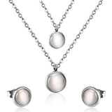 Fashion Elegant Luxury Double Chain Stainless Steel Necklaces Earrings Sets For Ladies Wedding Jewellry pendientes