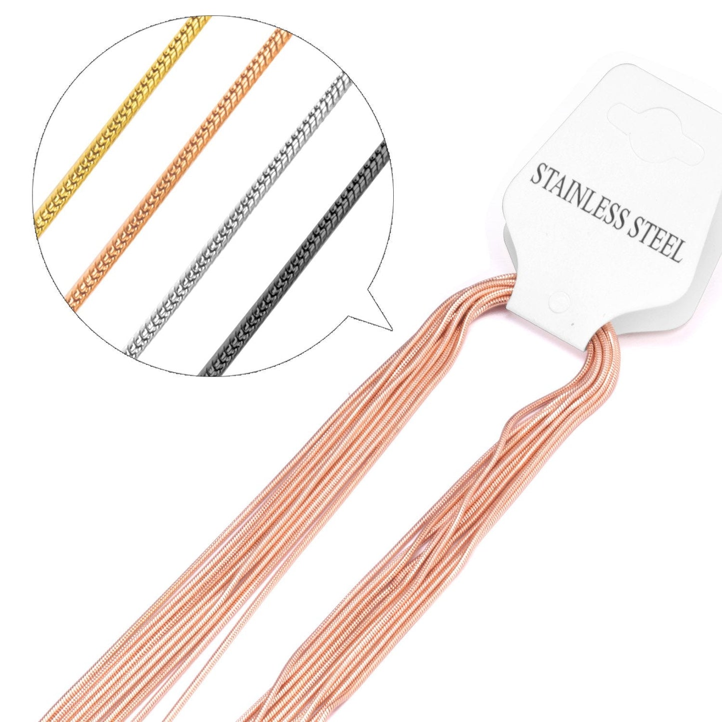 ASON 10pcs/Lot Snake Long Chains Necklace Women Accessories Stainless Steel 1mm 45cm/50cm/55cm/60cm For Jewelry Making Wholesale asonjewelry