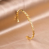 Geometric Statement Bangles Stainless Steel Letter Lucky Cuff Bracelets On Hand For Friends Gifts Girls Birthday