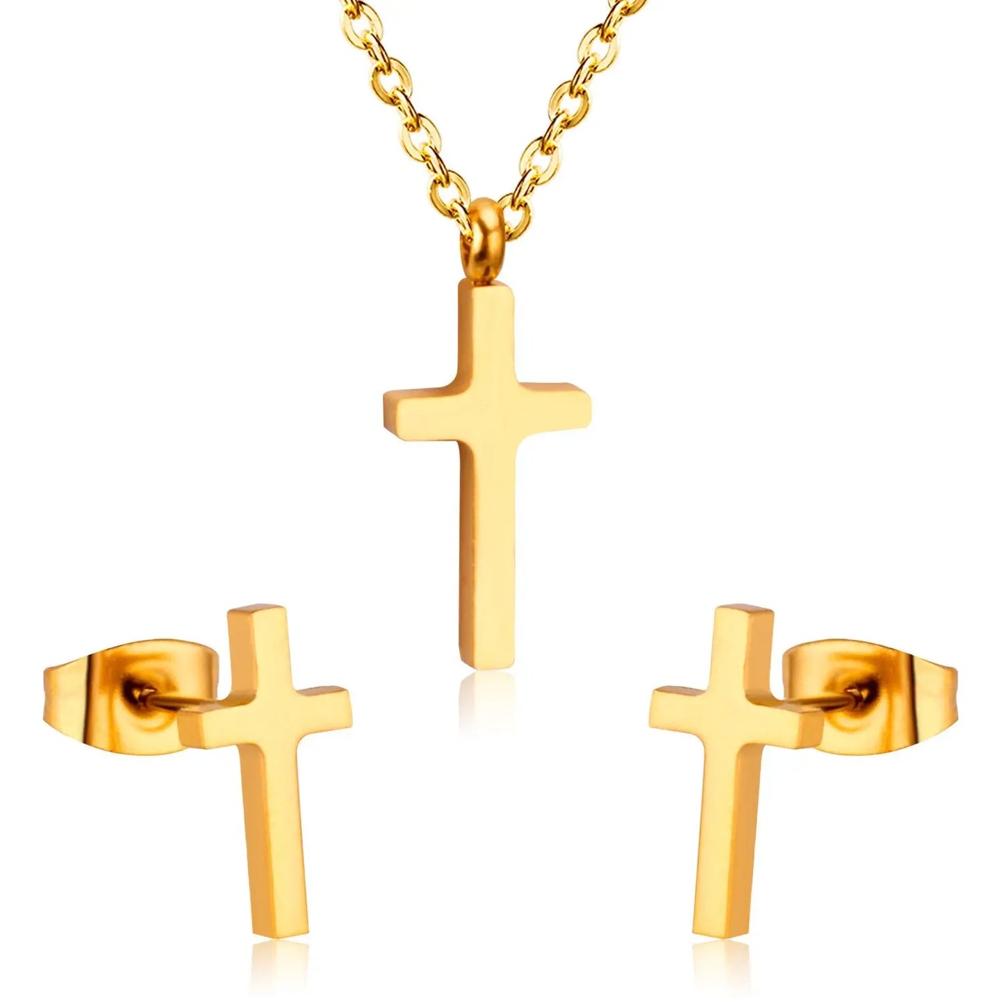 Hot Sale Jewelry Cross Pendant Necklace Earring Sets For Men/Boss Gift Made By Stainless Steel asonjewelry