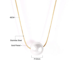 ASON – collier avec pendentif en Imitation de perles, couleur or, chaînes serpent en acier inoxydable, accessoires simples, fête pour femmes/filles 