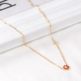 Korean Fashion Romantic Colorful Flower Pendant Stainless Steel Chain Necklace For Women Jewelry Parts bijoux femme