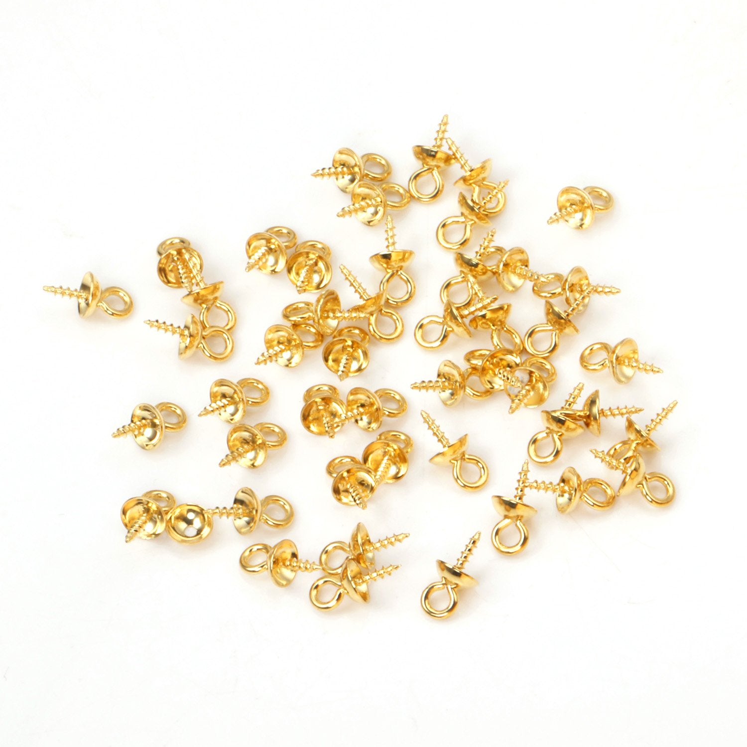 ASON 100pcs/lot Gold/Silver Color Stainless Steel Screw Eye Pin Pearl Pendant Charms Connector for DIY Jewelry Making asonjewelry