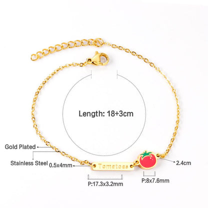 ASON Lovely Cartoon Tomato Charm Bracelet 316L Stainless Steel Adjustable Bangle for Women Gift Fashion Jewelry Accessories asonjewelry