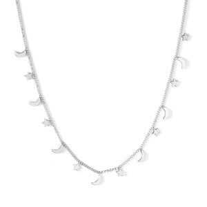 New Arrival Steel Color Moon And Star Pendant Necklace Female Jewelry Chains Necklaces Party Jewlley bijoux femme