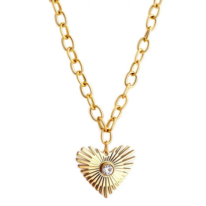 Stainless Steel Jewelry Thick Link Chains For Woman Sculpture Big Heart Punk Collares Boho Trendy Necklaces asonjewelry