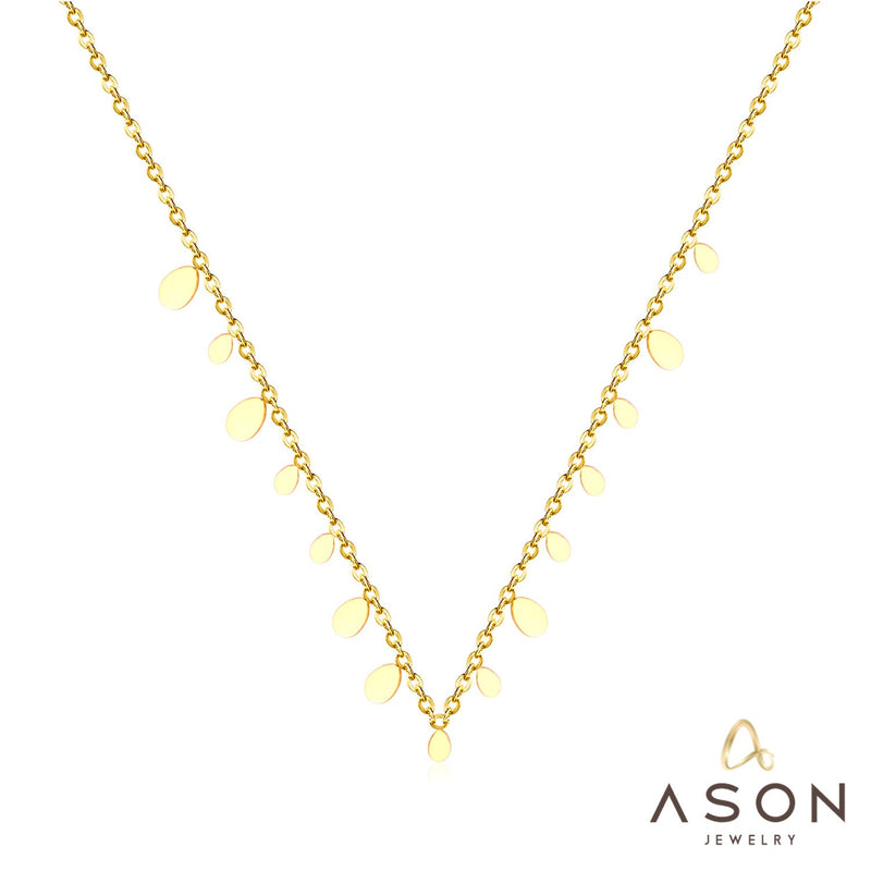 ASON New Stainless Steel Water Drop Shape Pendant Collier Bijoux Gold Color Choker Necklace Accessories Friend Gift Jewelry
