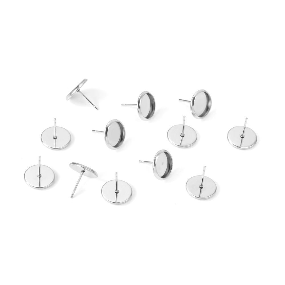 ASON 100pcs/lot Stainless Steel Blank Earring Base Cabochon Earrings Setting Accessories for DIY Jewelry Making Supplies asonjewelry