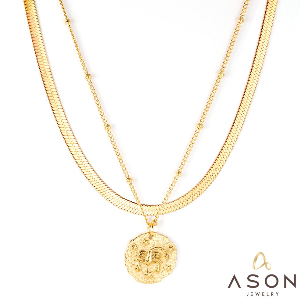 ASON Gold Color Multi-layer Flat Chains Round Stainless Steel Scorpion Pendant Necklace Women Fashion Jewelry Accessories asonjewelry