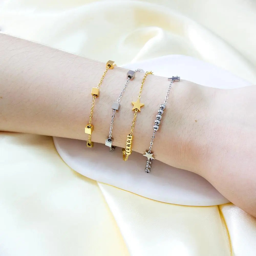 Boho Classic Woman's Bracelets Beads Chains Wrist Jewerly For Woman Simple Design Gold Plated Star Charms My Orders asonjewelry