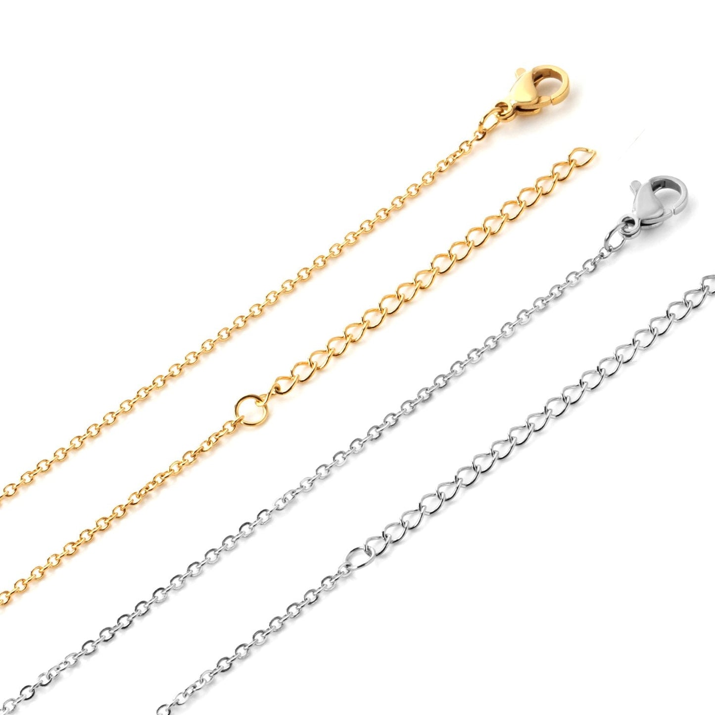 ASON 10Pcs/lot Stainless Steel 45cm+5cm Extension Chain Link Ladies Necklace Jewelry Accessories Gold Silver Color Long Necklace asonjewelry