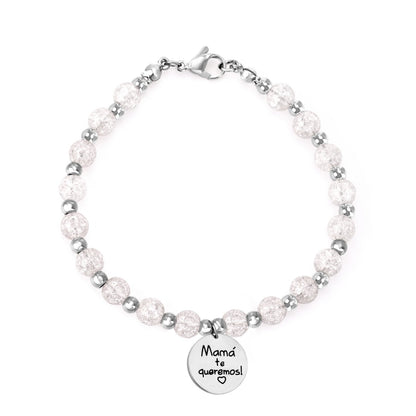 ASON Mixed Color Ball Beaded Engrave MaMa Bracelets Bangles Gold Color Stainless Steel For Women Birthday Mother's Day Gift asonjewelry