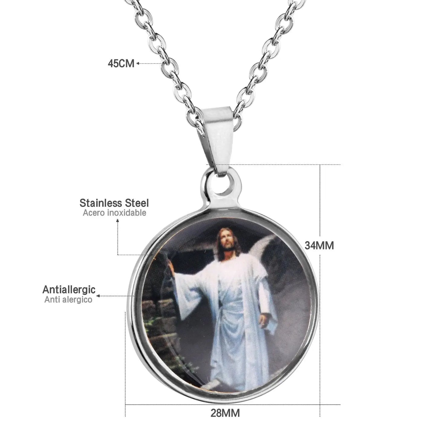 Stainless Steel Necklace Pendant Christianity Necklaces Man Jewelry-105801G asonjewelry