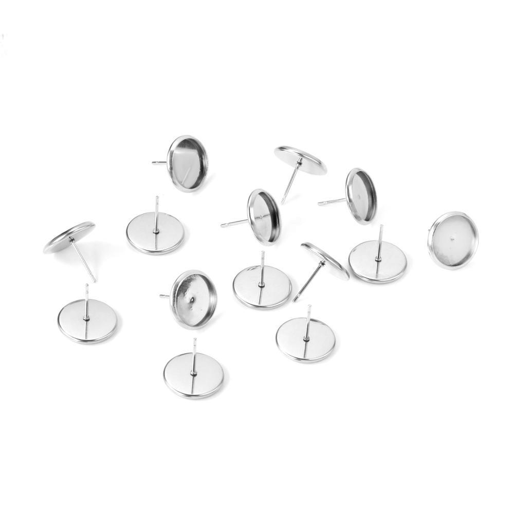 ASON 100pcs/lot Stainless Steel Blank Earring Base Cabochon Earrings Setting Accessories for DIY Jewelry Making Supplies asonjewelry