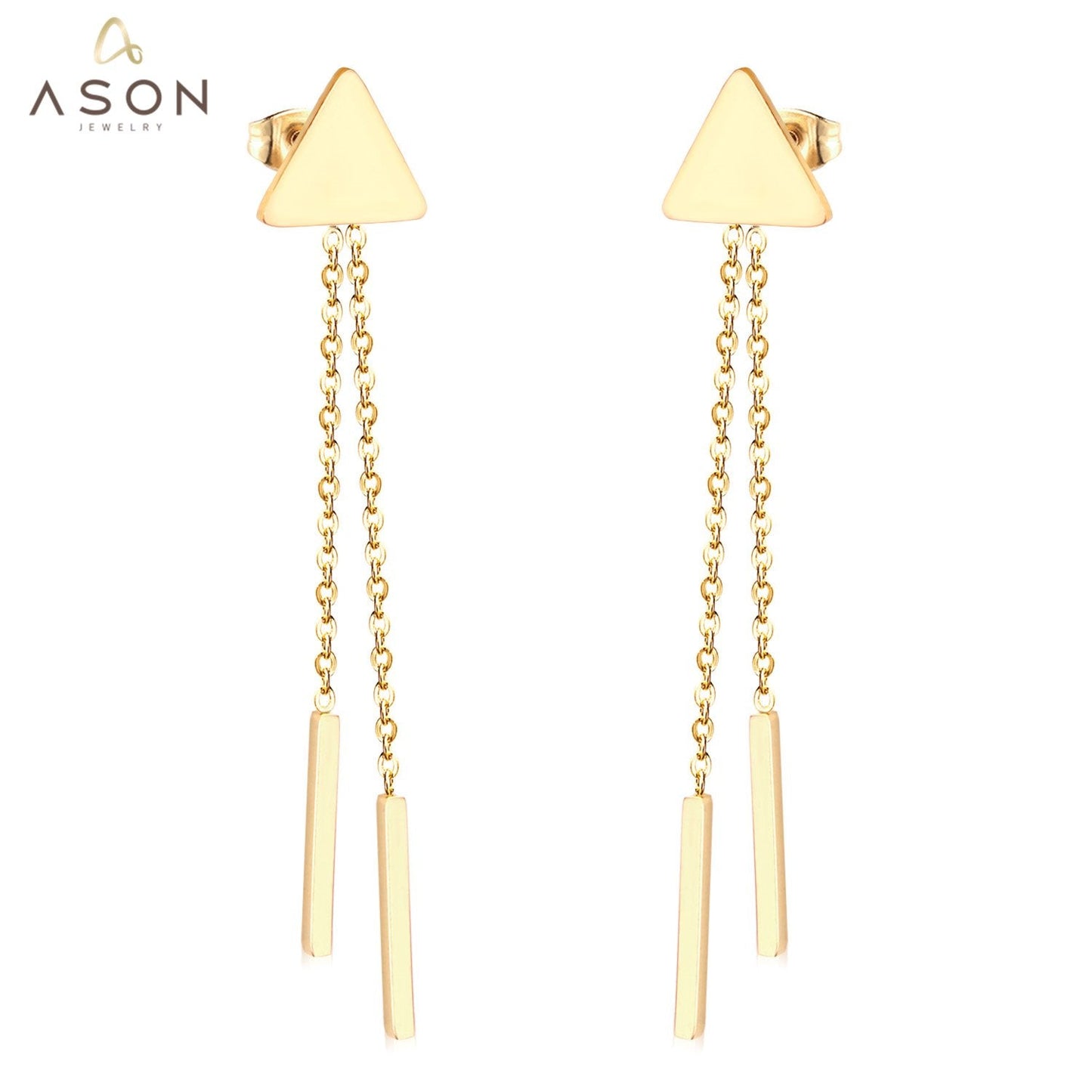 ASON Earrings 2022 Long Link Chain Drop Dangle Earrings Stainless Steel Gold Color Trendy Earrings Mujier Party Gift asonjewelry