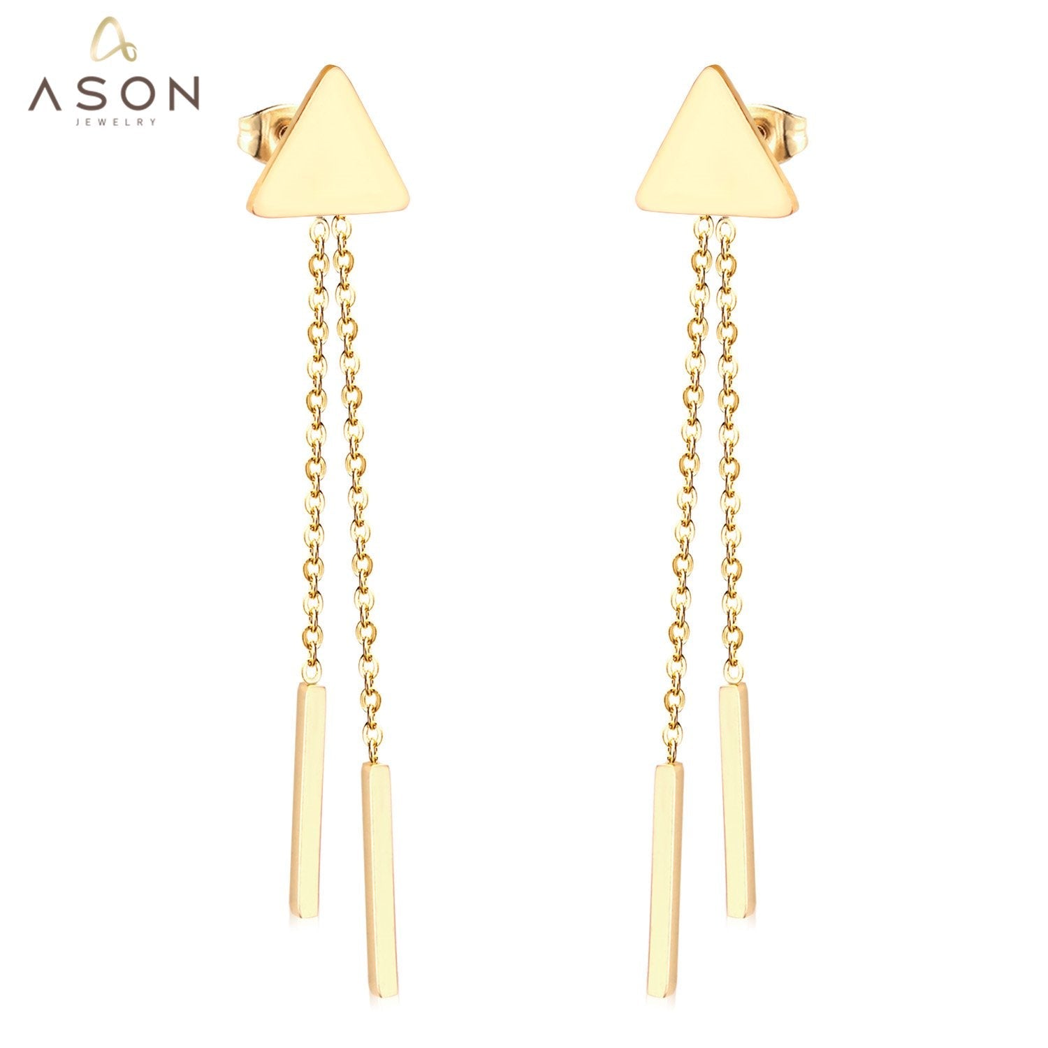 ASON Earrings 2022 Long Link Chain Drop Dangle Earrings Stainless Steel Gold Color Trendy Earrings Mujier Party Gift asonjewelry