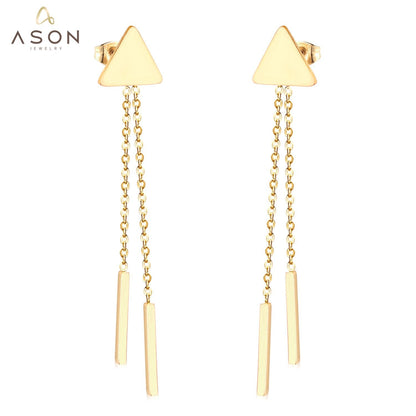 ASON Earrings 2022 Long Link Chain Drop Dangle Earrings Stainless Steel Gold Color Trendy Earrings Mujier Party Gift asonjewelry